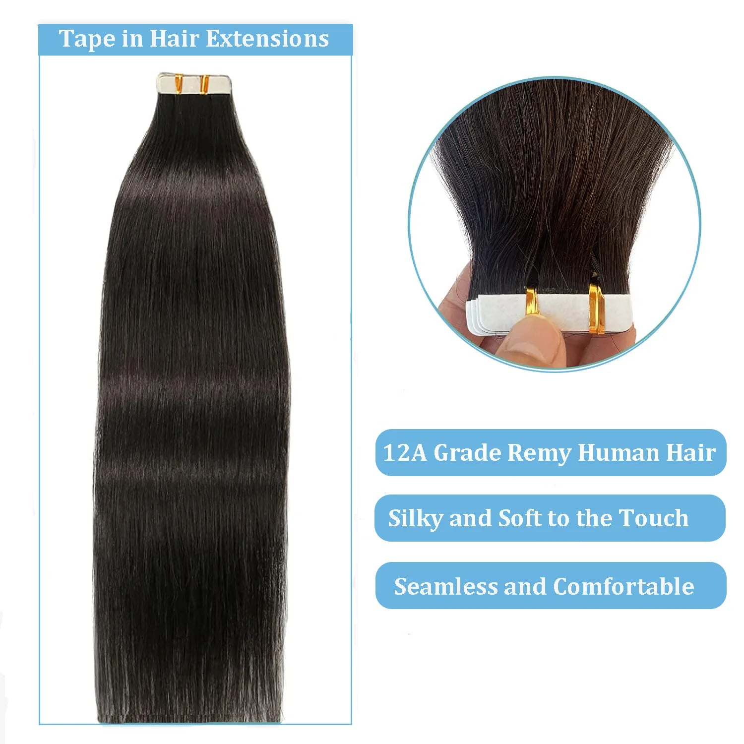 Tape In Hair Extensions 100% Remy human Hair Cuticle Skin Weft Seamless Adhesive Tape Hair Extensions 50G /set 20pc Best Quality