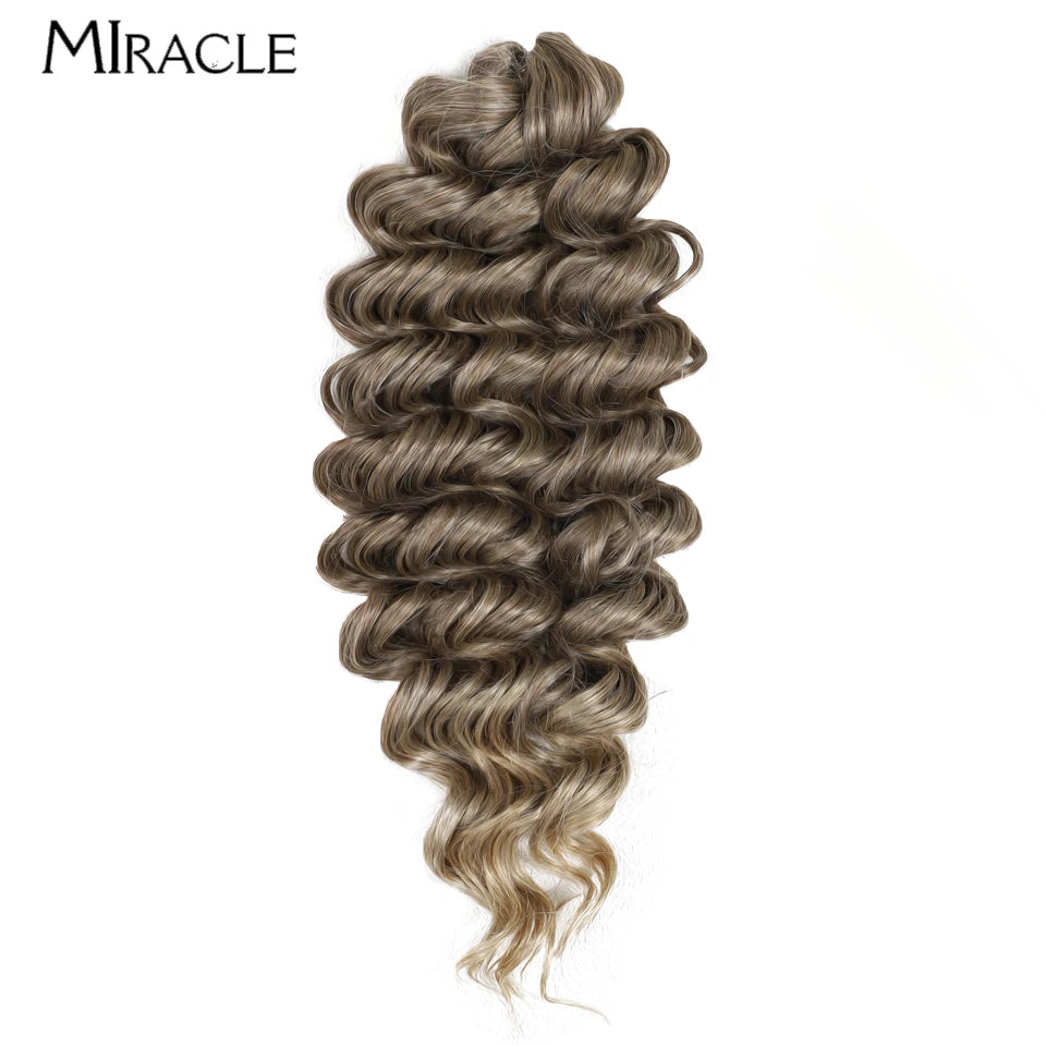 MIRACLE Crochet Hair Extensions 30 Inch 70CM Deep Wave Braiding Hair Bundles Synthetic Crochet Braids Hair Water Wave Fake Hair