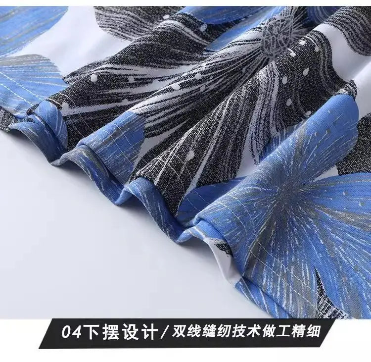 Loose Short-sleeved Thin Versatile Top Short-sleeved T-shirt for Men Summer Thin Full-body Printed Casual Breathable Trendy