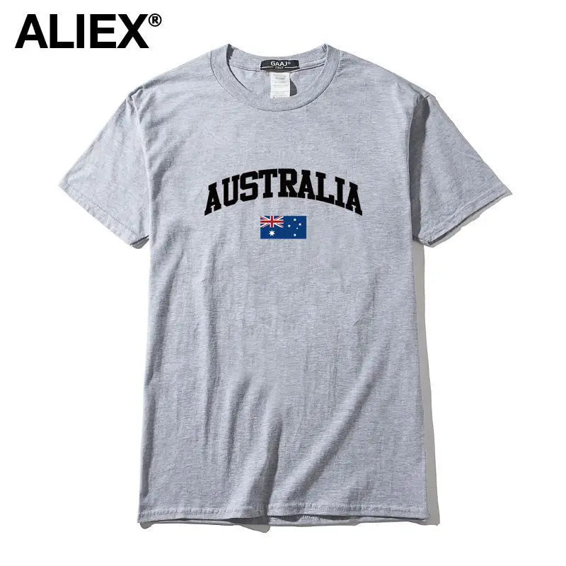 100 Cotton ALIEX Australia Flag T Shirt Men T Shirts Homme T-shirts For Man Top Top Tee 3XL Clothing Funny Tshirt Brand  UTSDA#