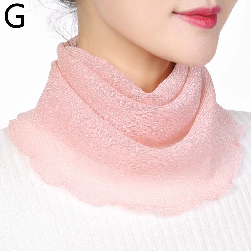 Fashion Summer Chiffon Neck Collar Silk Scarf Women Sunscreen Face Mask Headscarf Bandana Cycling Anti-uv Multi-function Scarves