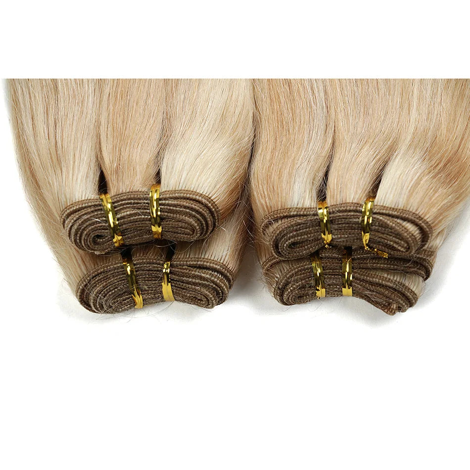 Straight Human Hair Weaves Bundles Brazilian Remy Human Hair Sew In Weft Extensions Straight Blonde 100g 16"-28" Natural Hair