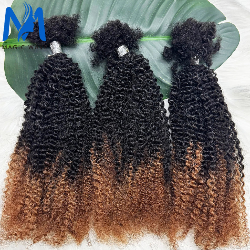 T1B/30 Afro Kinky Curly Human Hair Bulk 30g/Pack 100% Human Hair Soft 4C Afro Kinky Bulk Human Hair for Locs Extensions