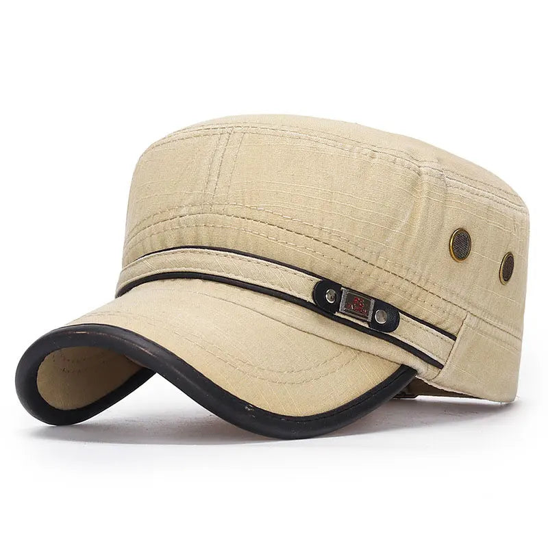 Unisex Baseball Cap Vintage Cadet Top Cap Washed Cotton Fashion Adjustable Flat Top Hat for Men Women