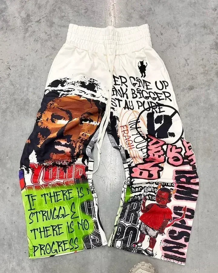 Retro Animal Print Sweatpants Y2K Clothes Men Women Harajuku Hip Hop Retro Graphic Baggy Sweatpants Elastic Waist Casual Trouser