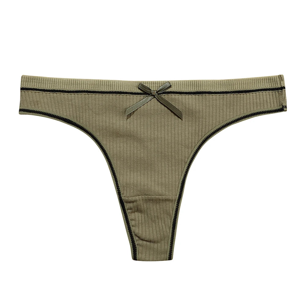 Women's Thong Sexy Panties Cotton Bow Tie Underpants Comfort Soft Intimates Lady Briefs Female Panty Lingerie Sexy Women