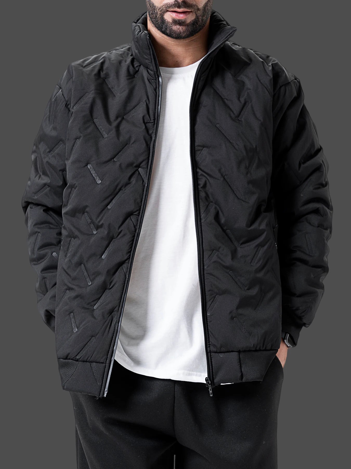 Winter Men's Zipper Stand Collar Jacket Male Casual Warm Thickened Fleece Lined Jacket Coat Streetwear Men Windproof Warm Coat