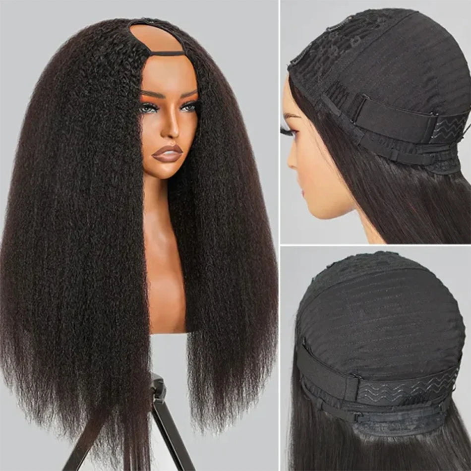 30 Inch Kinky Straight U Part Wig Glueless Wigs Human Hair Ready To Wear Remy Human Hair Wigs V Part Wig No Lace Wigs For Women