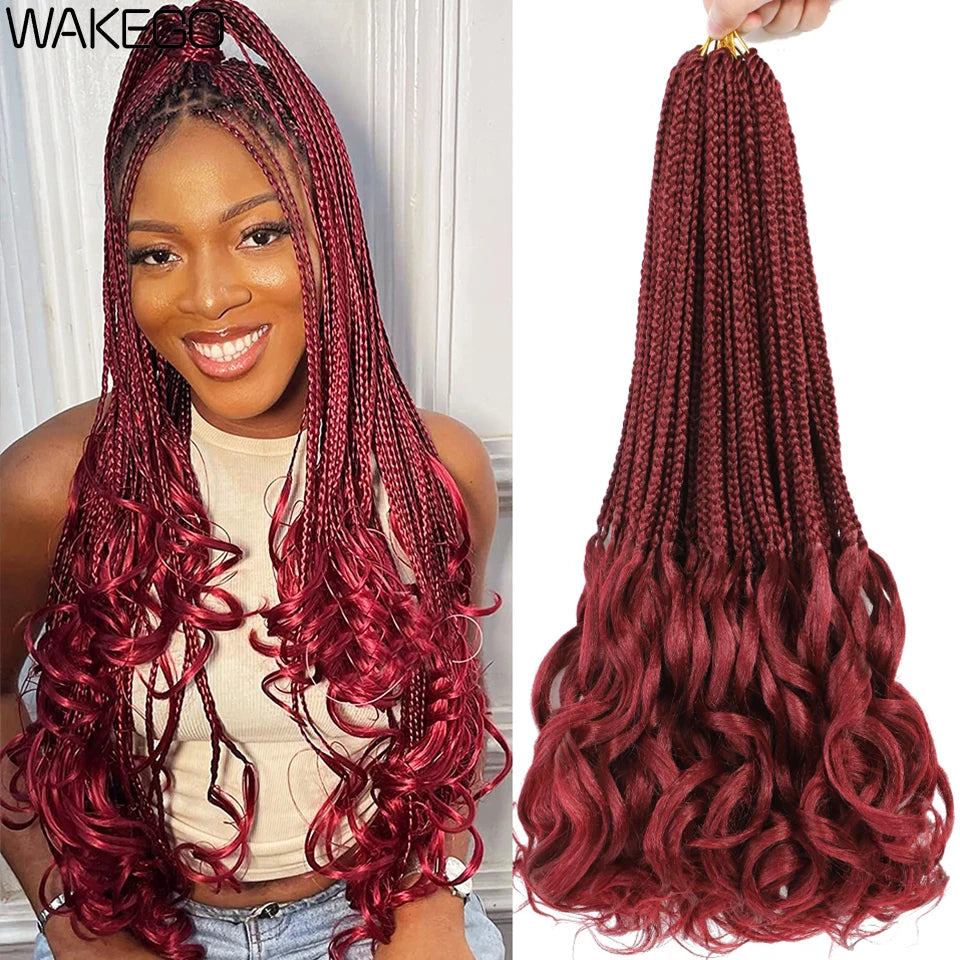 24 18 14 Inches French Curly Crochet Braids New Goddess Box Braids Bouncy French Curl Braid Hair Crochet Synthetic Braiding Hair