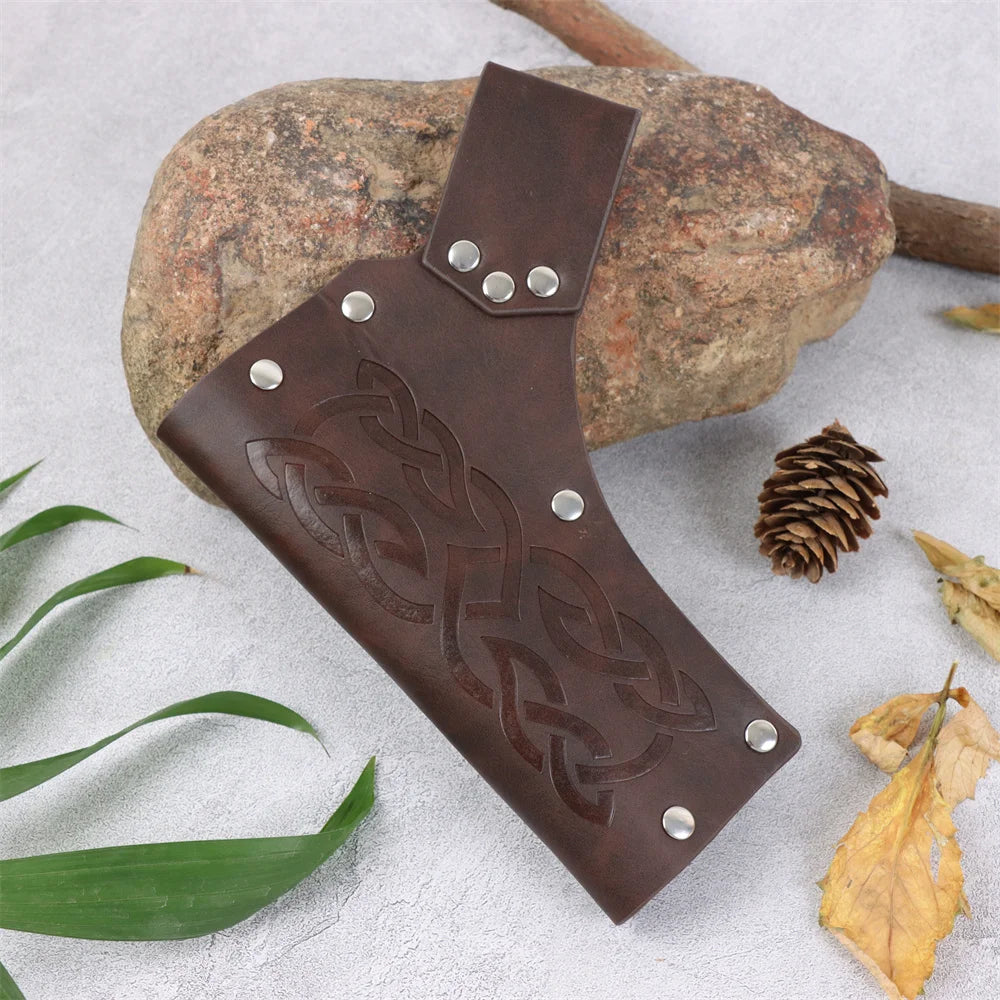 Renaissance Medieval Belt Skirt Hiking Viking Horn Design Leather Cover for Dagger And Sword Frog Accessory