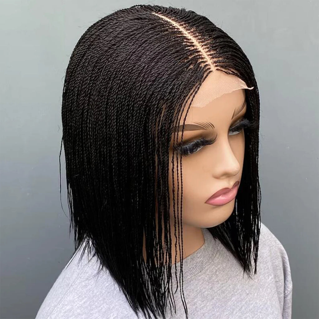Short micro twist wig on 2*6 lace Centre-part braided wig braided lace front wigs 8-10" braid wig braided lace wigs Micro Braid
