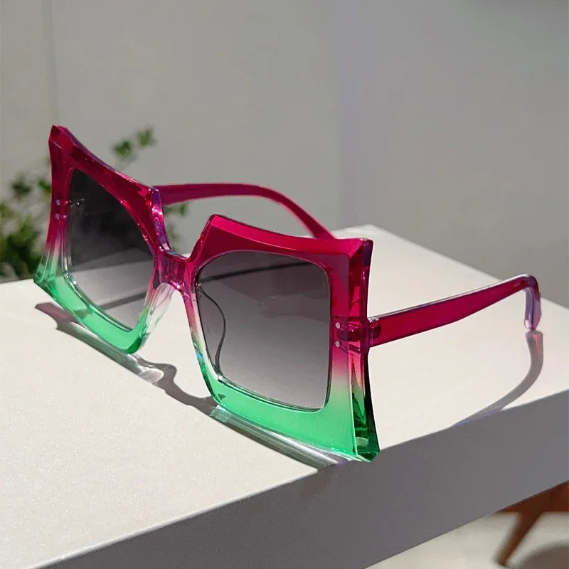 KAMMPT Oversized Special Shaped Sunglasses Women 2024 New Fashion Multi-color Sun Glasses Trendy Brand Designer Vacation Shades