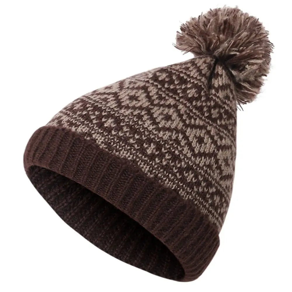 Ourdoor Winter Warm Mens Pom Pom Hat Knitted Beanie Cap Cable Bobble Hat Pom Wooly Cap
