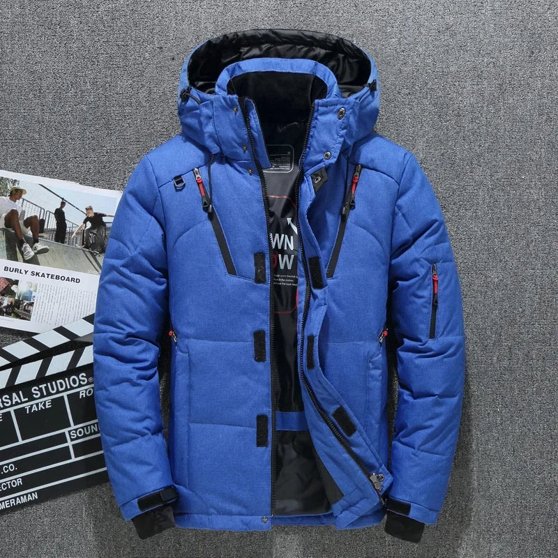 New Windproof Winter Down Jacket Male Warm Hooded White Duck Thick Men's Down Jacket Snow High Quality Parkas Outerwear
