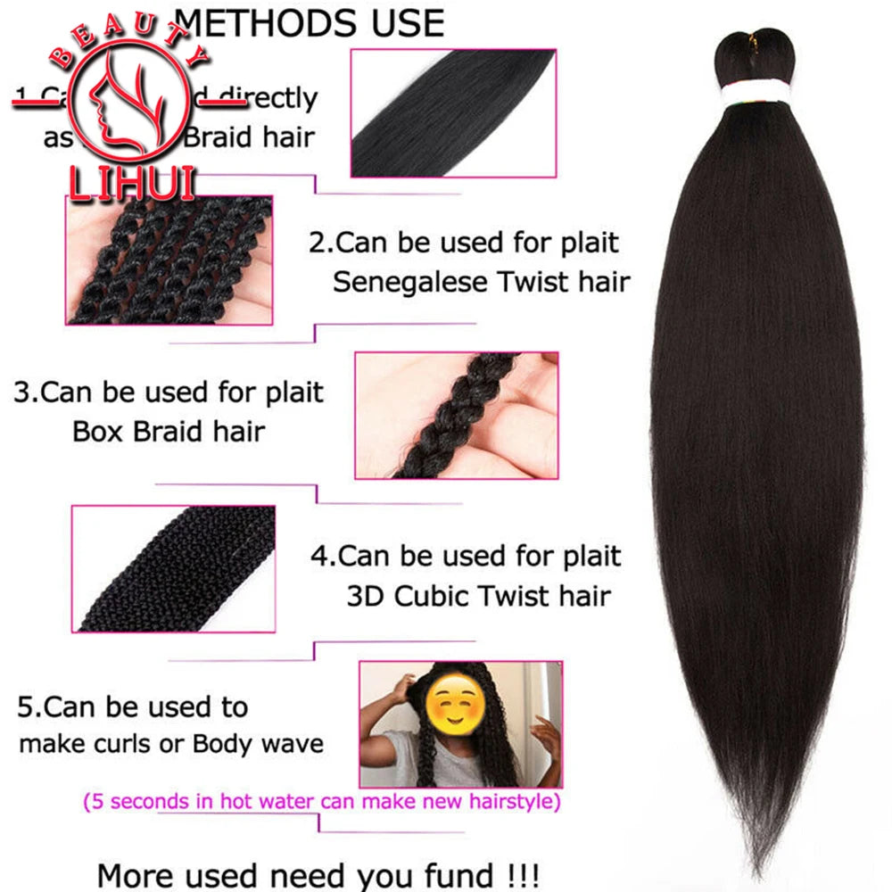 Easy Crochet Braids Ombre Hair Extensions Bundles Yaki Straight EZ Braiding Pre Stretched Synthetic Braid For African Women 6pcs