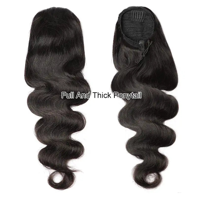 Body Wave Drawstring Ponytail Natural Black Brazilian 100% Real Human Hair Ponytail Clip In Hair Ponytail Extensions For Women
