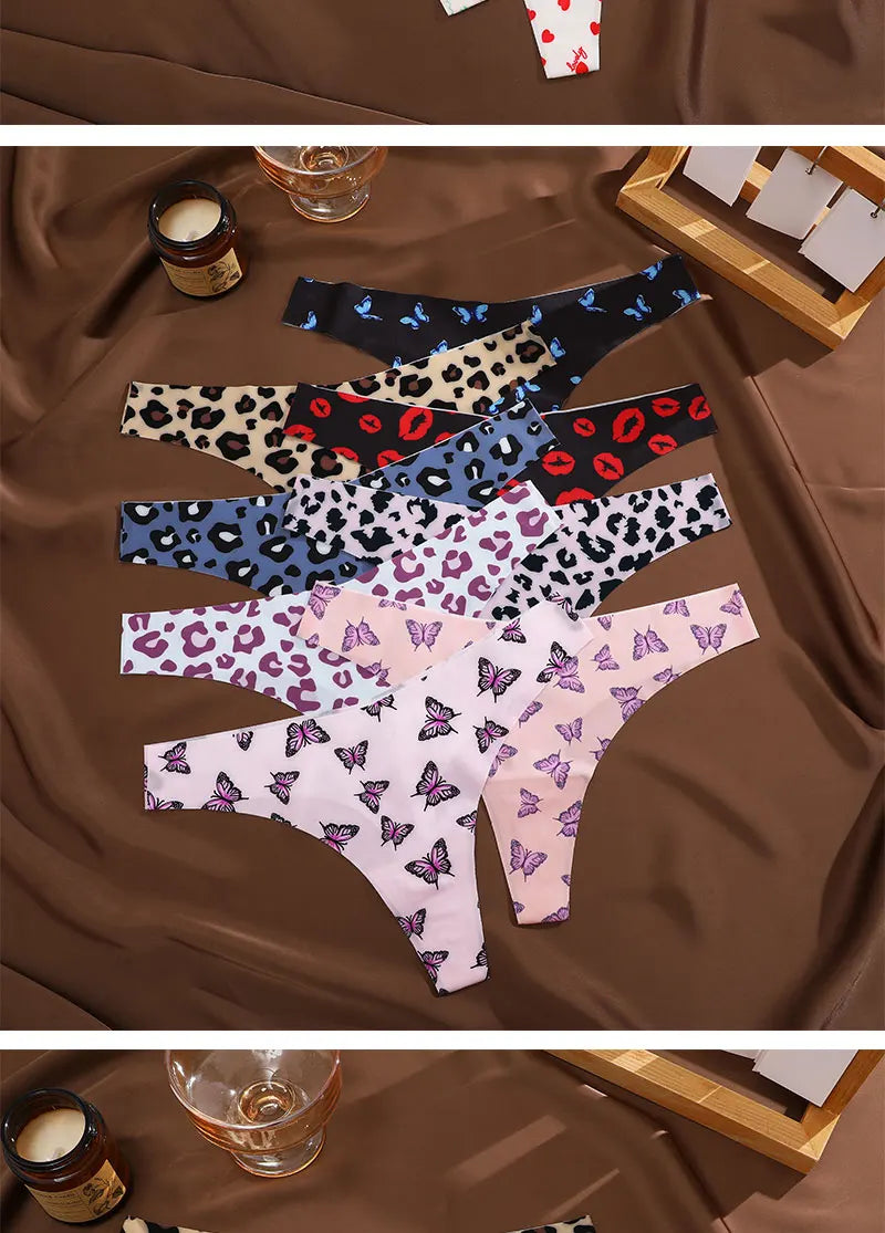 3PCS/SET Sexy G-String For Women Colorful Bikini Female Underwear T-back Intimates Lingerie Seamless Low Waist Underpants Lady