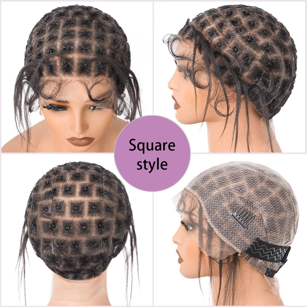 Ventilating Full Lace Wig Cap For Crochet Braiding Hair Black Braided Wig Cap For Making Afro Glueless Wig Lace Wig Cornrow Cap