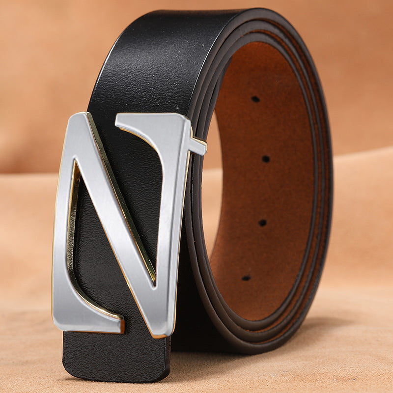 New Retro Smooth Buckle Belt Men's Oversized Leather Pure Cowhide Letter Belt Designer Belts Men High Quality