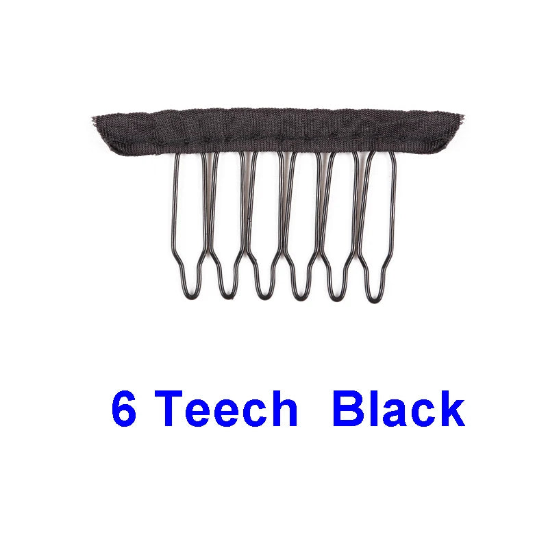 Nunify 12-24Pcs/Lot Black Wig Comb Clips With Steel Tooth Polyester Cloth Wig Accessories Styling Tools Convenient For Hair