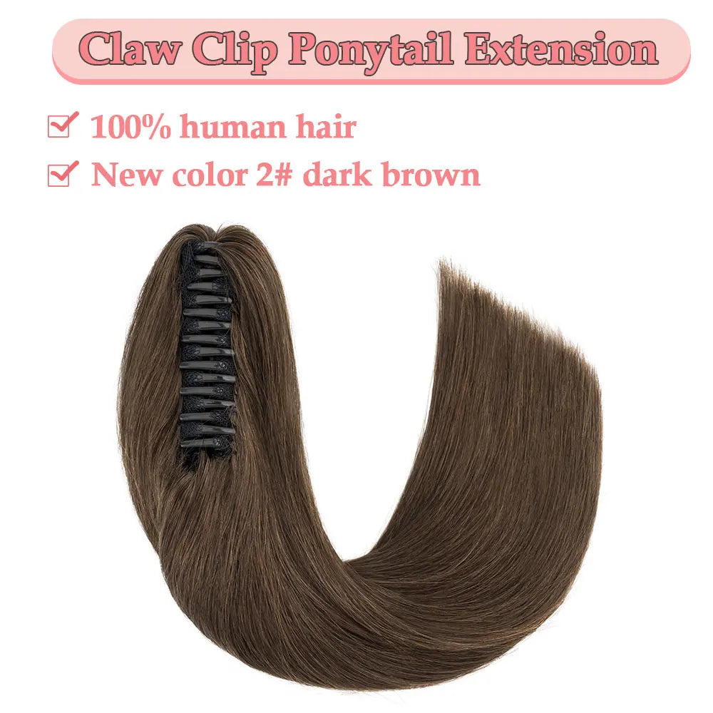 SEGO Claw Clip Ponytail Extension 100% Real Remy Human Hairpiece Pony Tails Hair Extensions Long Straight Ponytail for Women