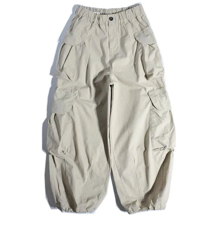 Heavyweight Wide Leg Workwear Trousers CityBoy Hong Kong Style Multi-Pocket Loose Straight Casual Shape Men's Pants