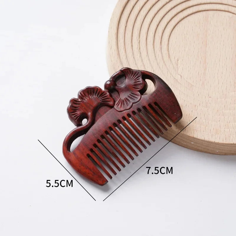 Portable Mini Ebony Wood Comb Chinese Style Carved Travel Souvenir Popular Hairdressing Professional Comb Made in China