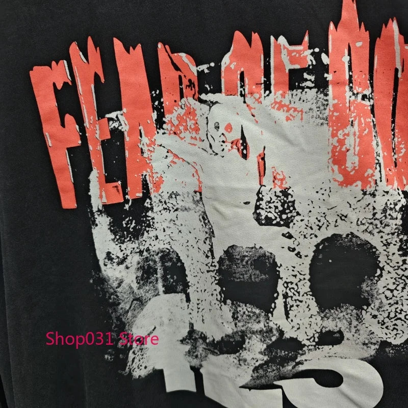 R123 Long Sleeve T Shirt Vintage Washed 100% Cotton Loose Fit Casual Mens Pullover  oversized t shirt