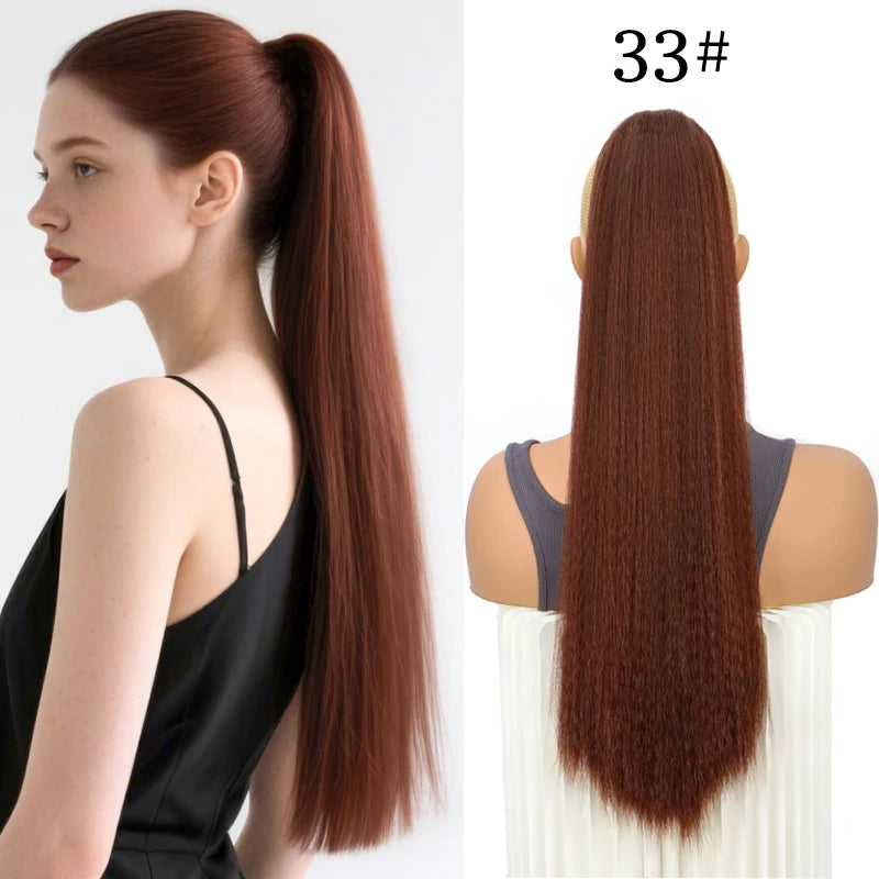 Synthetic Long Ponytail Extension Yaki Drawstring Ponytails for Black Women Clip in Ponytail Hair Extensions