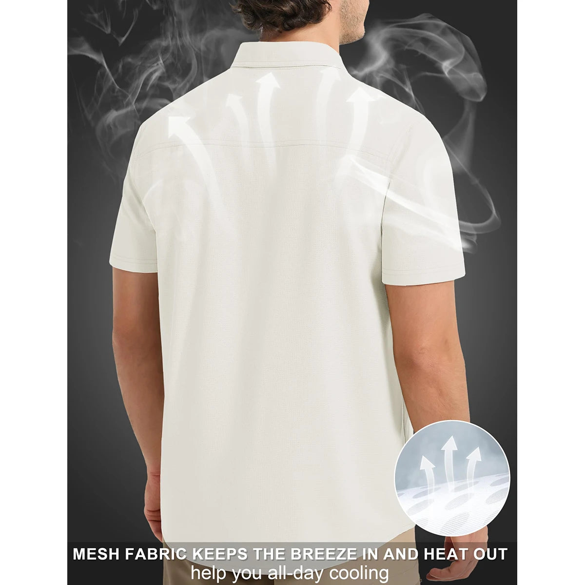 TACVASEN Men‘s Short Sleeve Sun Protection Shirt UPF 50+ Lightweight Quick Dry Fishing Hiking UV Shirt with Pockets for Men