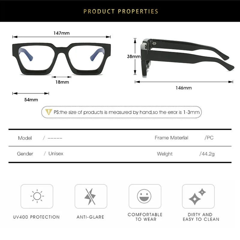 SHAUNA Retro Women Anti Blue Light Glasses Frame Fashion Men Square Optical Eyewear