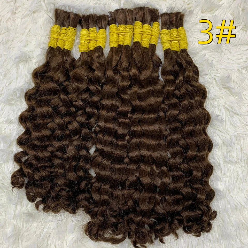 Bulk Braiding Hair 100% Human hair Virgin Deep Wave Unprocessed No Weft Boho Braids Human Hair Bulk Extensions Brazilian Remy 1B