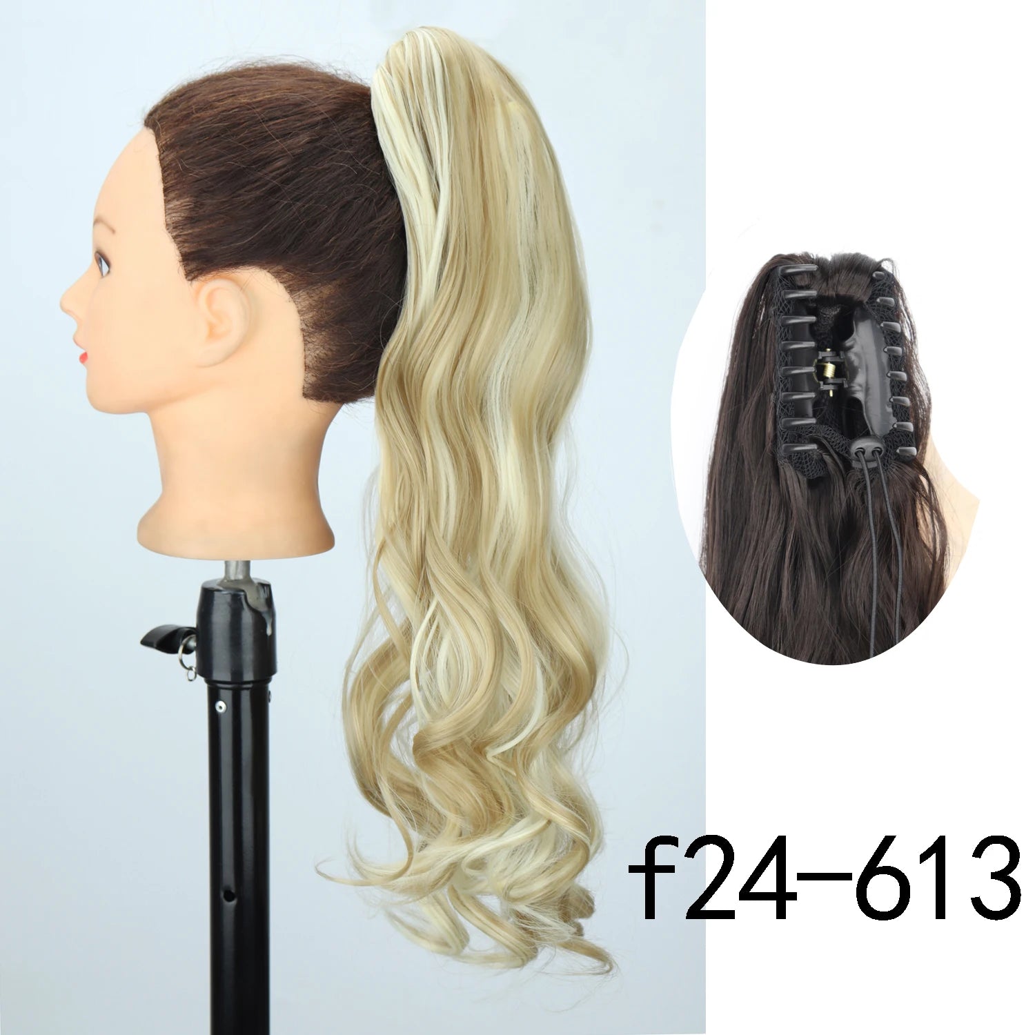 Synthetic 24Inch Wavy Claw Clip On Ponytail Hair Extension Ponytail Extension Hair For Women Pony Tail Hair Hairpiece