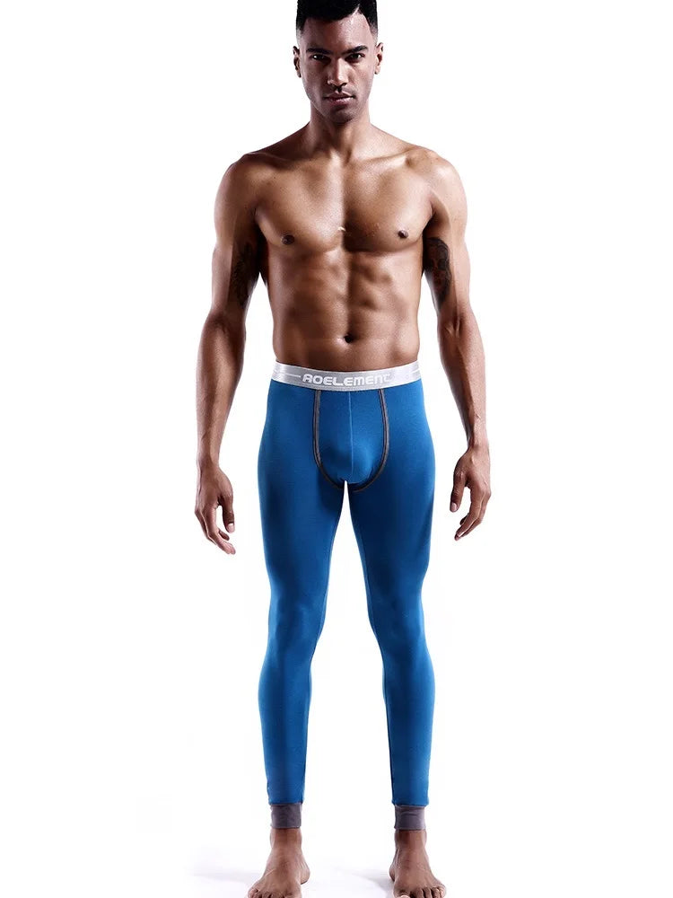 Men's long Johns single-piece thin tight-fitting underpants line pants thermal pants slim cotton woolen pants autumn and winter