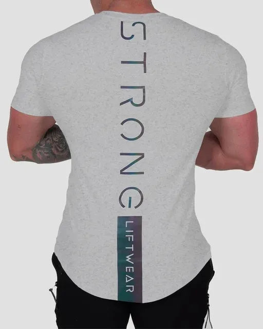 2025 New Hot GymsT-shirt Men Cotton T-shirt Casual reflective Slim t shirt Fitness Bodybuilding Workout Tee Tops Summer clothing