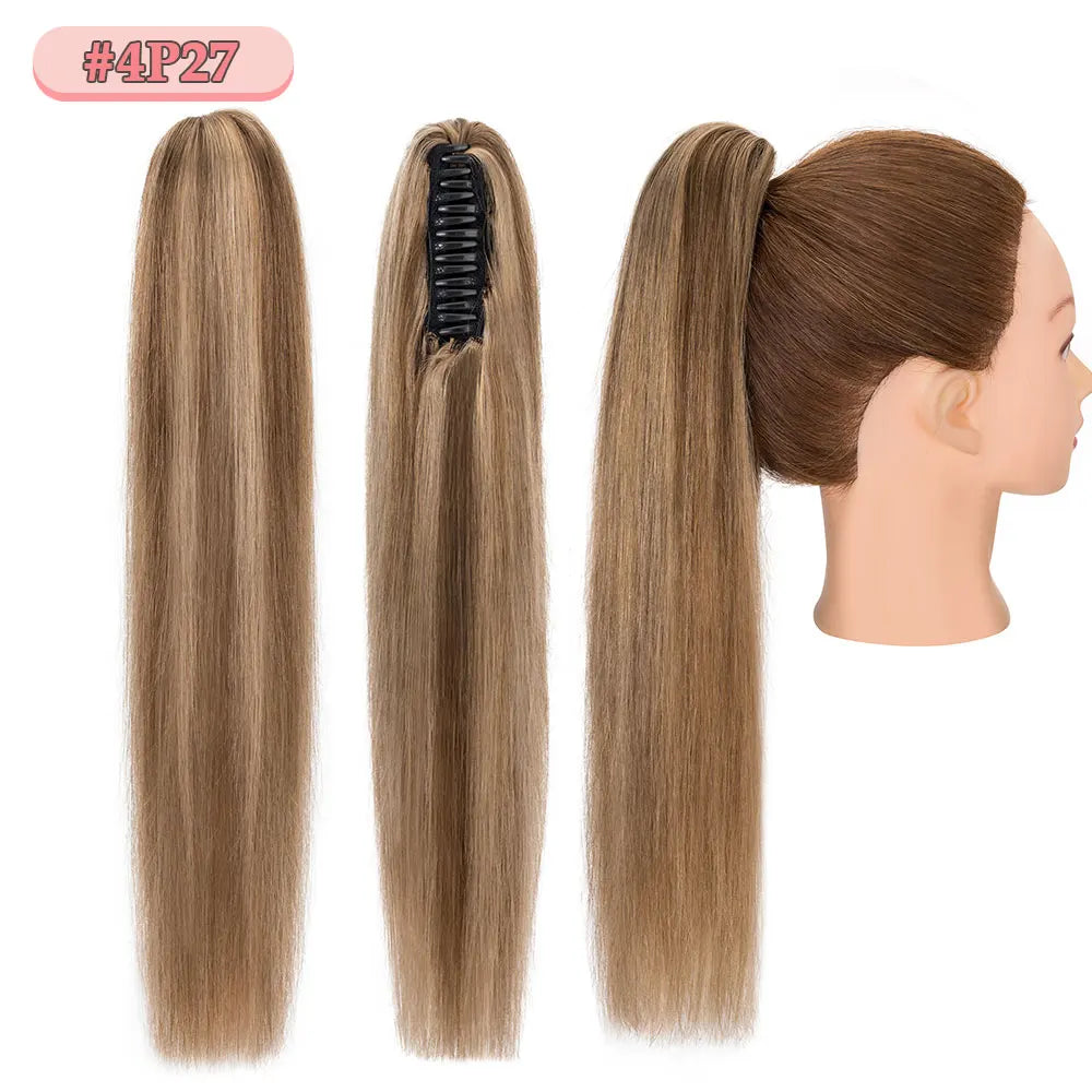 SEGO Claw Clip Ponytail Extension 100% Real Remy Human Hairpiece Pony Tails Hair Extensions Long Straight Ponytail for Women