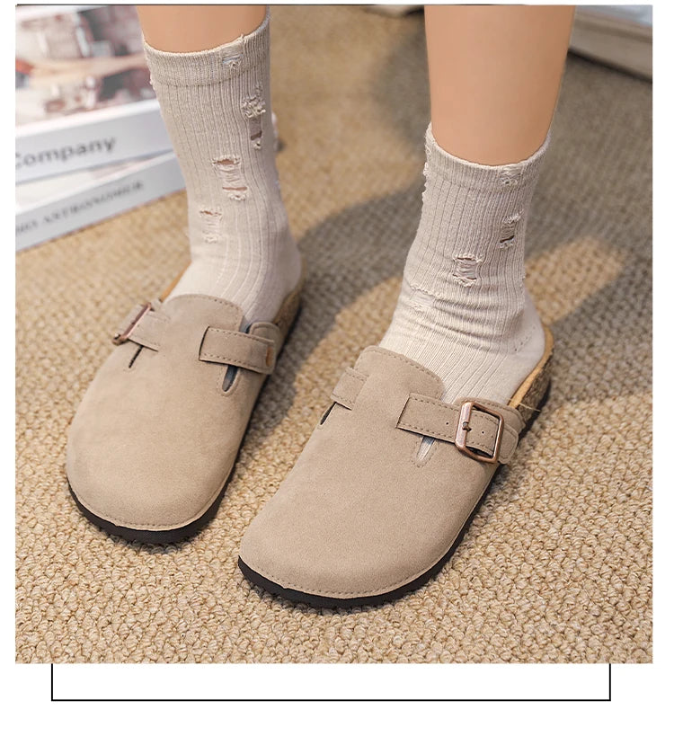 Plus Size 47 Men Half Shoes Casual Loafers Cork Clogs Slippers Fashion Suede Slip-on Flat Sandals soft-Soled Casual Sandals