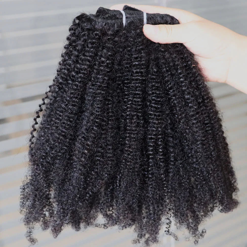 KPLYGDG Real 4C Afro Kinky Curly Human Hair Extensions Clips In Natural Black Virgin Remy Clip In Extensions Real Human Hair