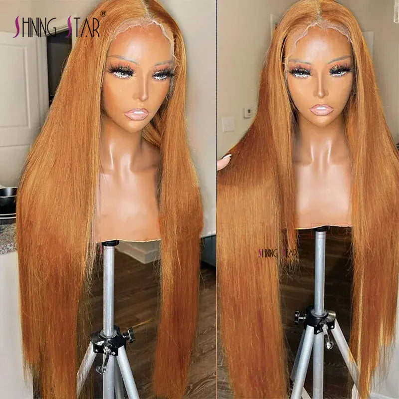 Body Wave 13X4 Lace Frontal Wig Colored Ginger Blonde Hd Transparent 30 32" Brazilian Lace Front Human Hair Wig For Black Women