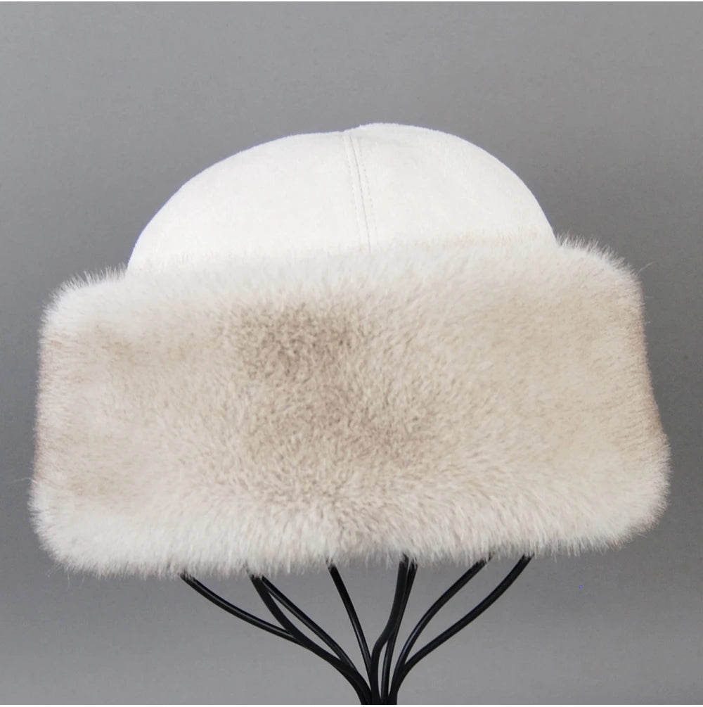 Hot Sale Faux Mink Fur Hat Winter Genuine Baseball Cap Russia Fashion Elegant Lady Warm Faux Fur Ball Straw Hat