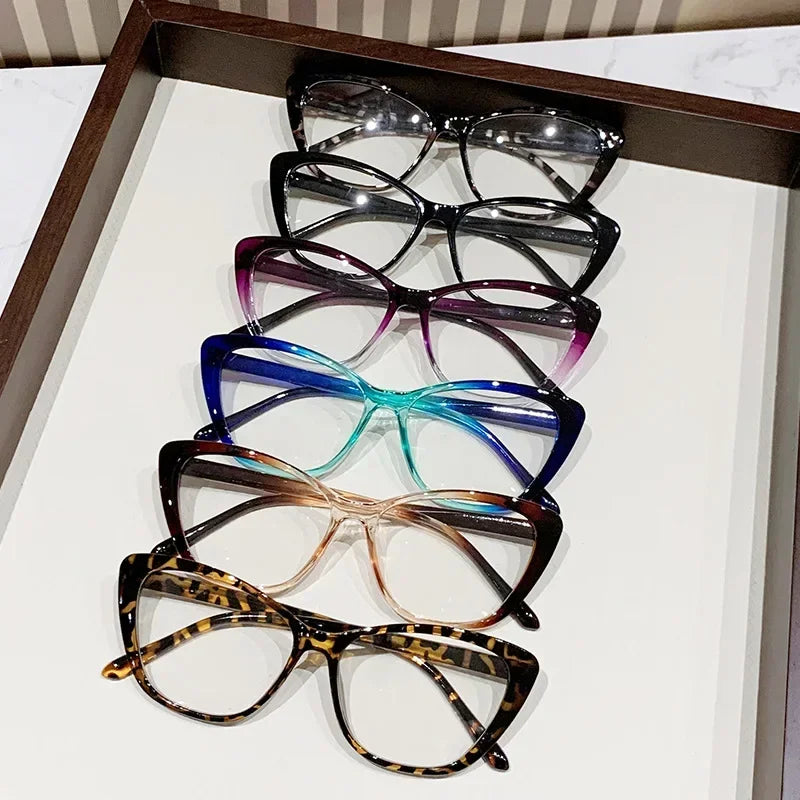 Cat Eye Clear Lens Presbyopia Glasses Retro Gradient Butterfly Frame Reading Glasses Blue Light Blocking Eye Protection Eyewear
