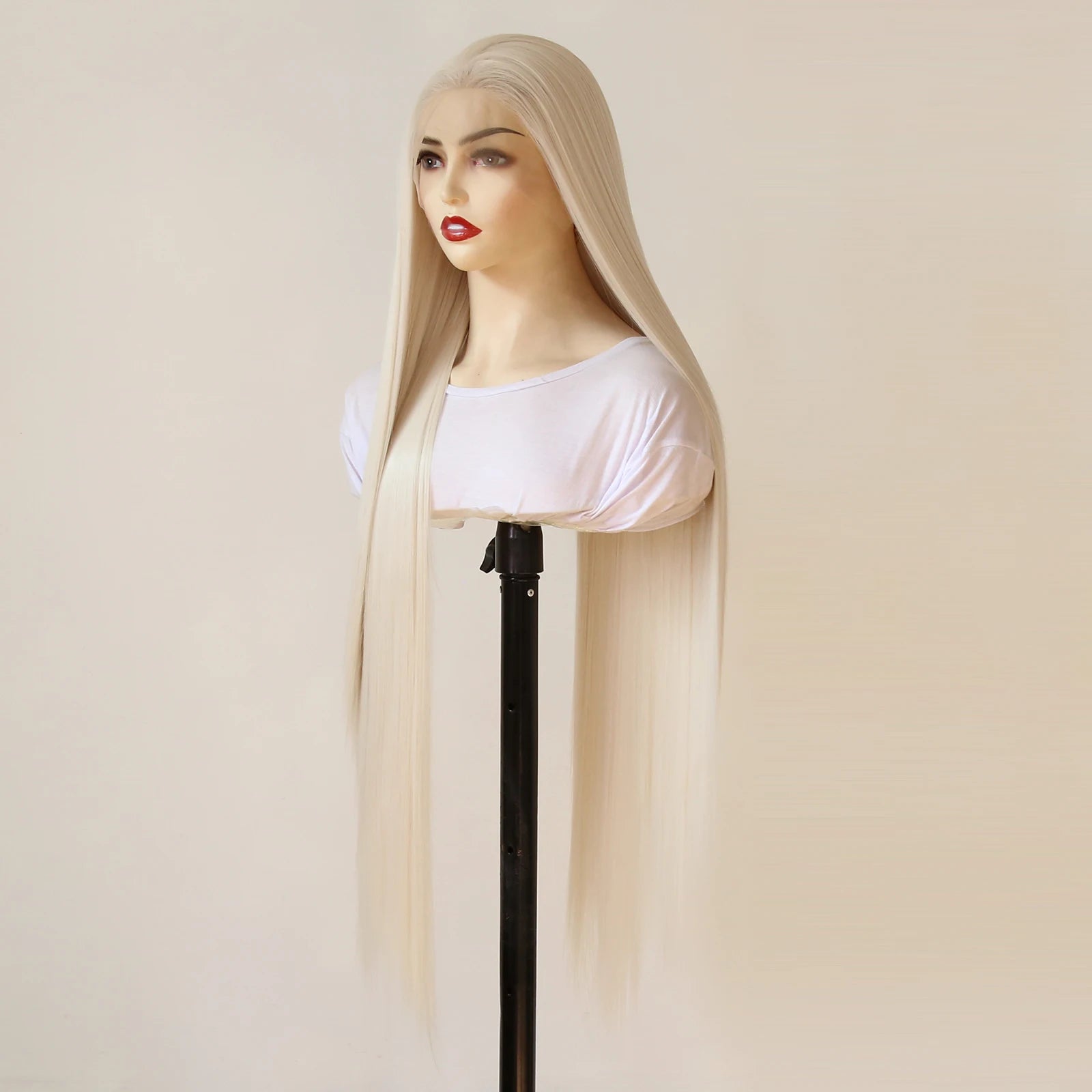 Platinum Blonde Wig 13x4 Synthetic Lace Front Wig Long Straight 40inch Synthetic Wig Pre Plucked Heat Resistant Fiber Hair Wig