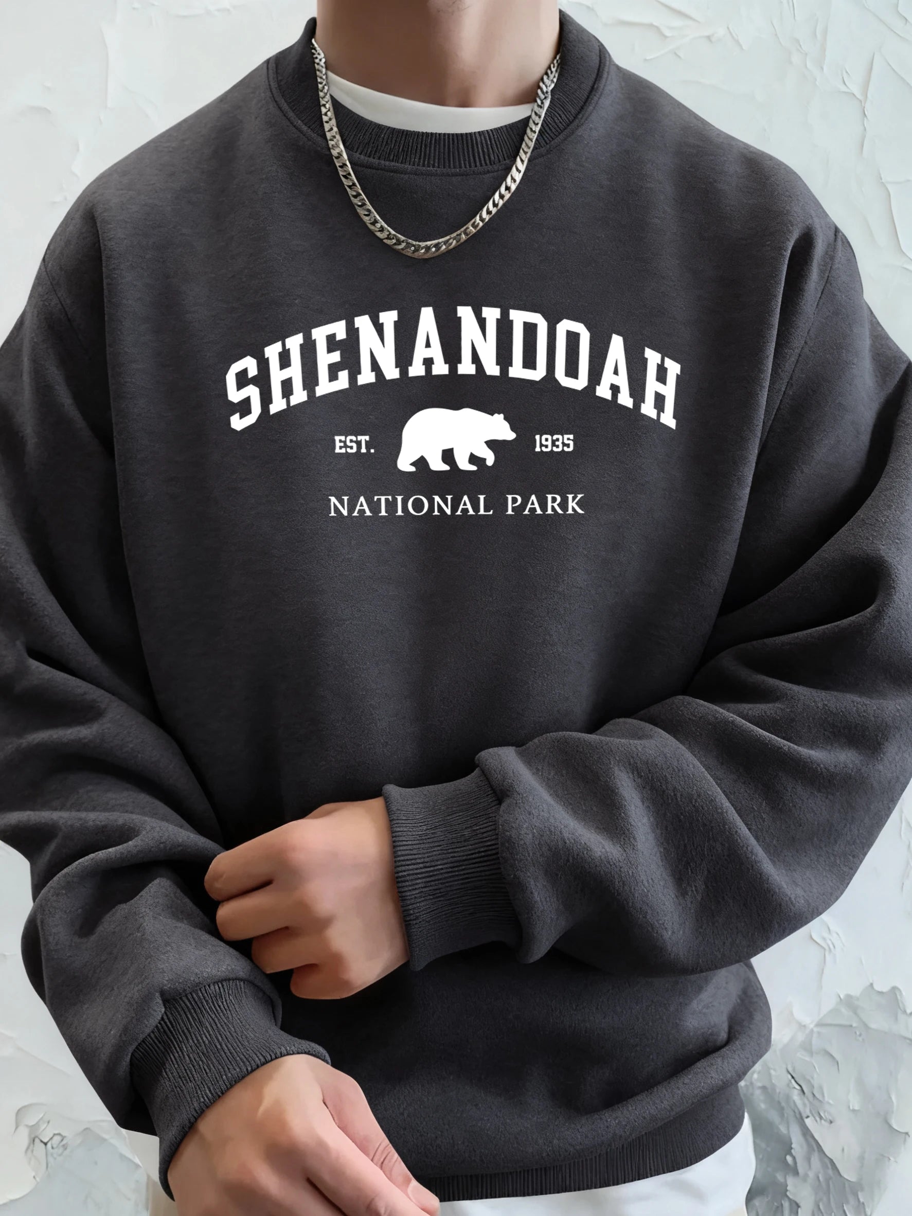 Senandah National Park Bear Prints Hoodie Men Warm Pocket Hooded Pullover Fleece Basics Sweatshirts Comfortable Sport Streetwear