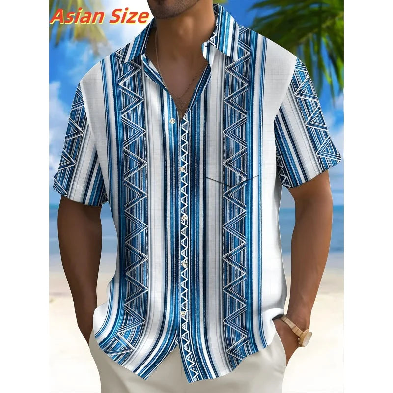 Dreamy Village Pattern Lapel Shirt For Men Flower Bird Boat 3D Printed Hawaiian Shirts Fashion Short Sleeve Tops Button Blouse