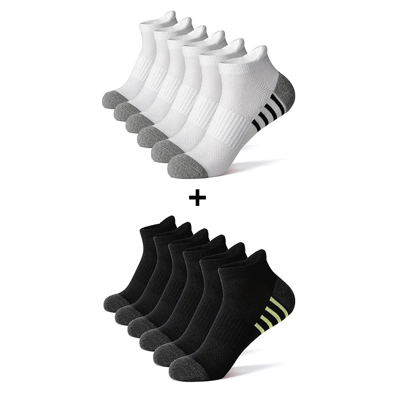 6/12 Pairs Cotton Man and Women Socks Sports Solid Color Male's Short Sock For Cycling Breathable Mesh Ankle Summer Casual Socks