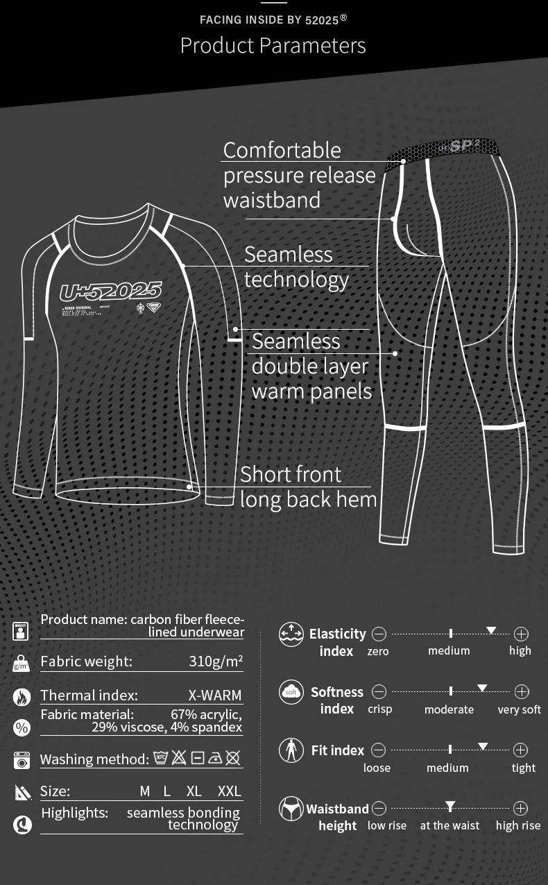 52025 Premium Warm Thermal Underwear – Fleece-lined, Stylish with Superior Warmth. Advanced Insulation & Supreme Comfort
