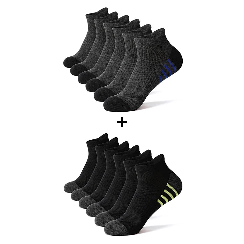 6/12 Pairs Cotton Man and Women Socks Sports Solid Color Male's Short Sock For Cycling Breathable Mesh Ankle Summer Casual Socks