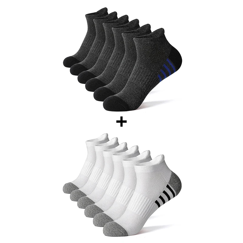 6/12 Pairs Cotton Man and Women Socks Sports Solid Color Male's Short Sock For Cycling Breathable Mesh Ankle Summer Casual Socks